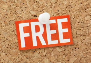 The word "Free" pinned to a cork board.