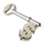 A key with a dollar sign in place of the teeth.