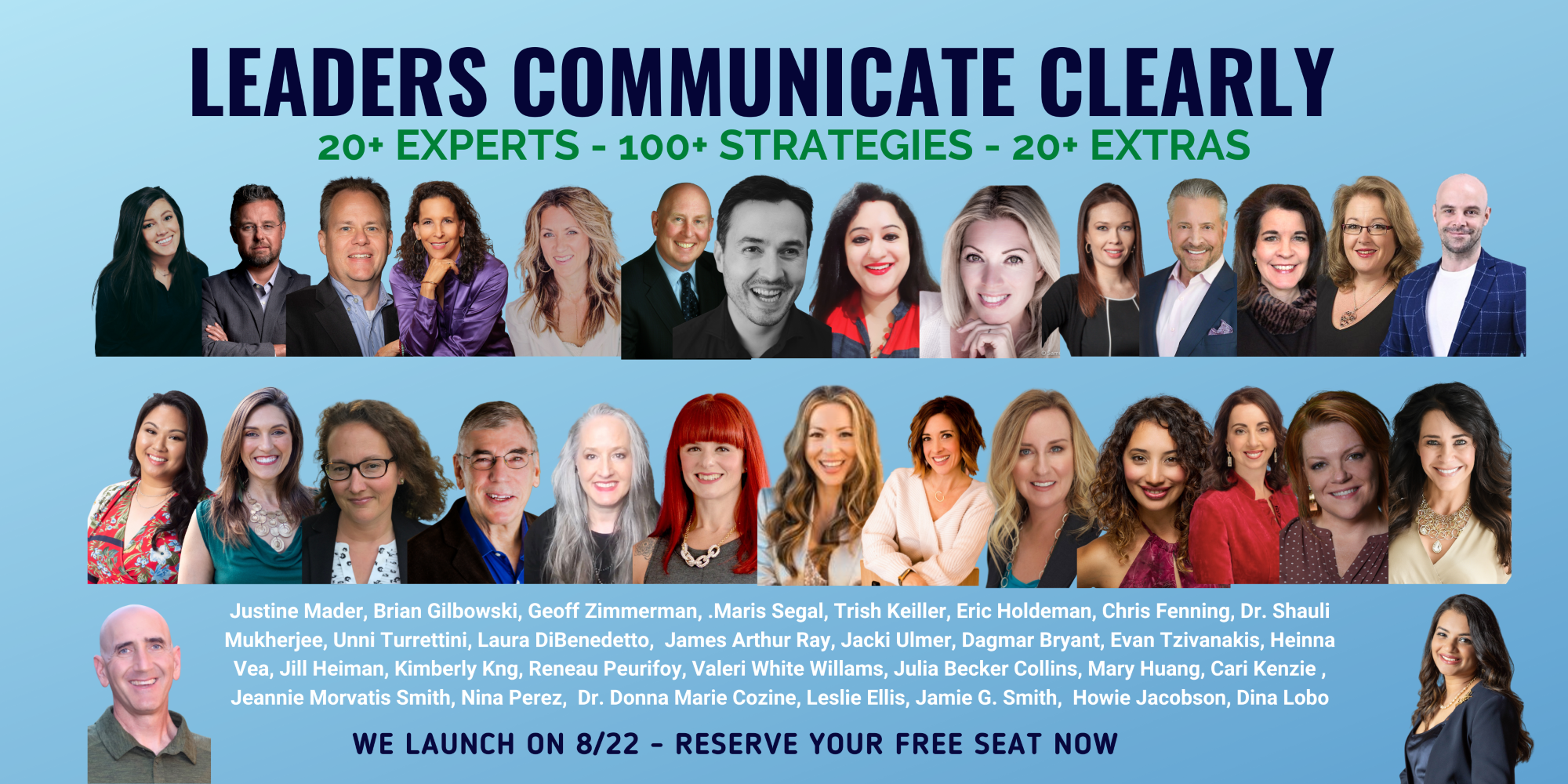 Leaders Communicate Clearly banner with webinar experts.