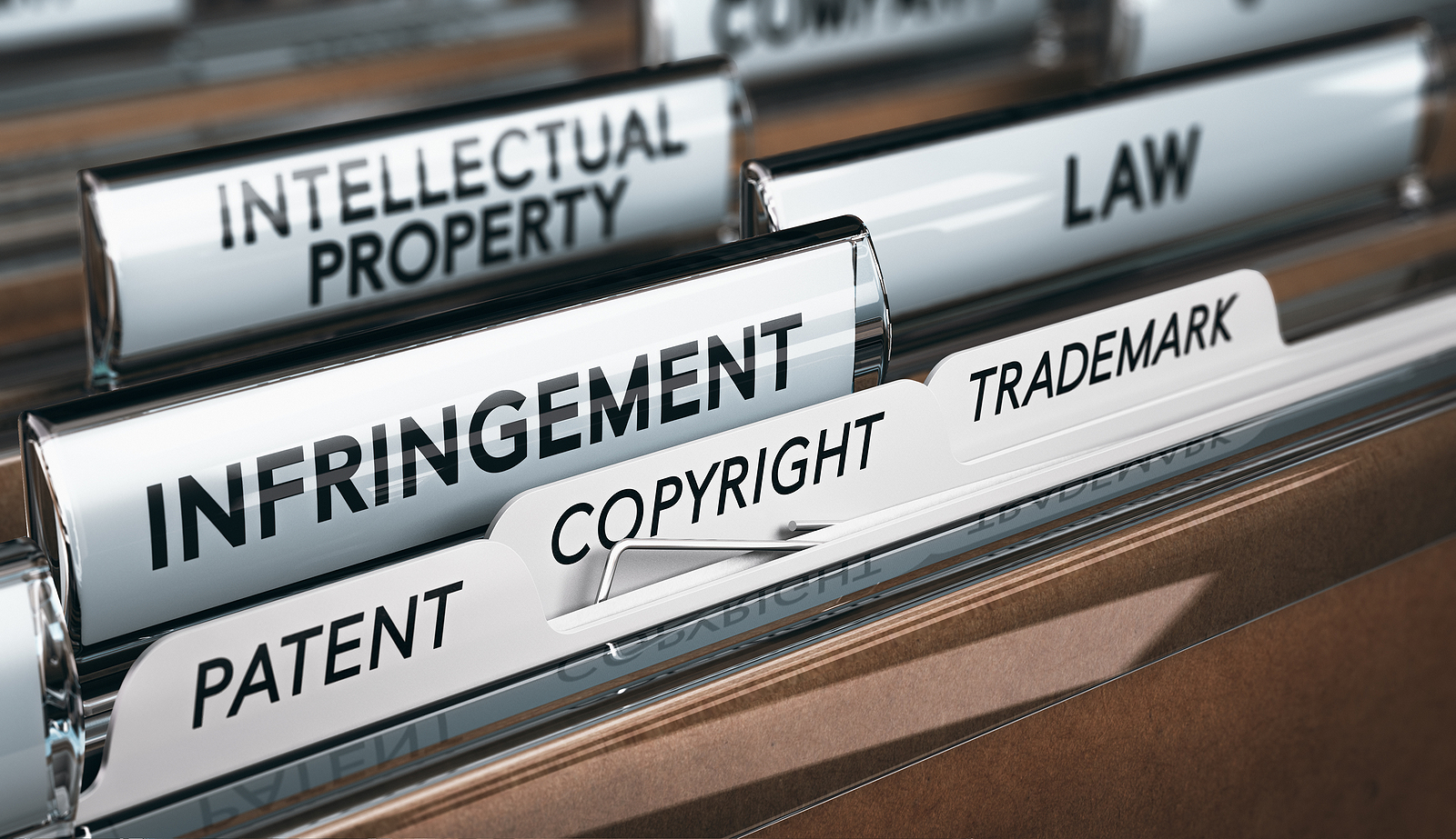 File folders for infringement, including patent, copyright, and trademark.