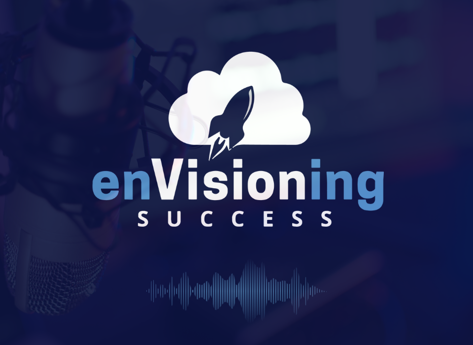The logo of the enVisioning Success podcast, a rocket on a cloud.